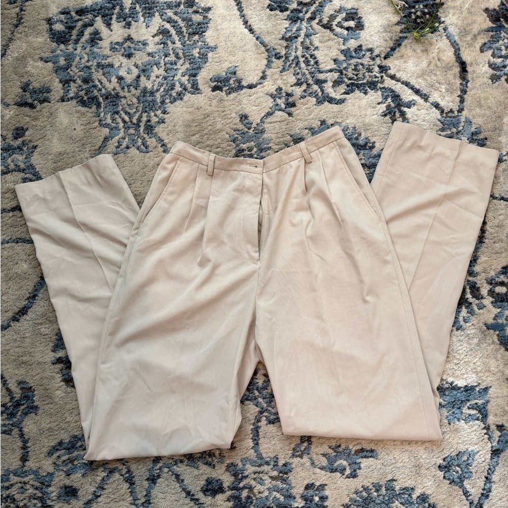 Beige Pleated Trousers